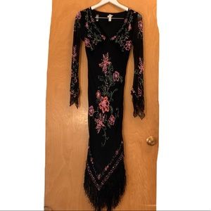 BCBG MAXAZRIA BEADED SILK DRESS